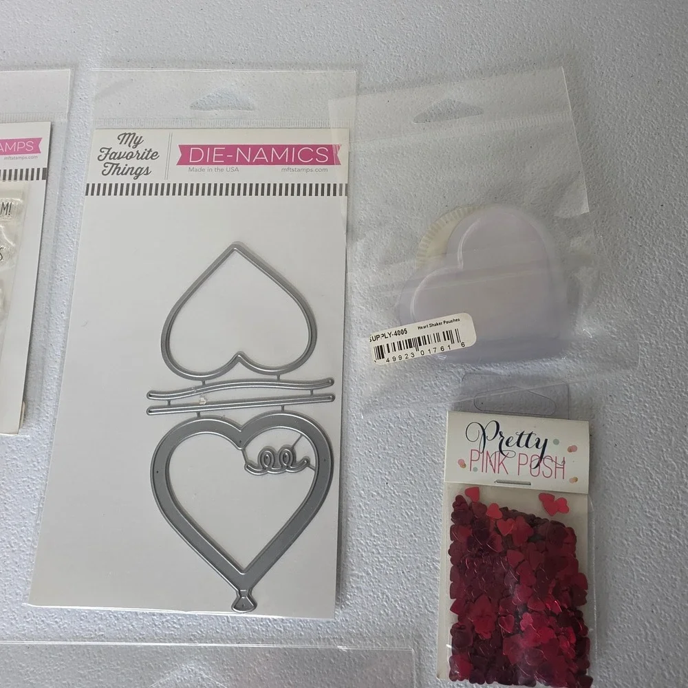 NEW My Favorite Things Die-namics Stamps Sequins Shaker Cards Valentines Balloon